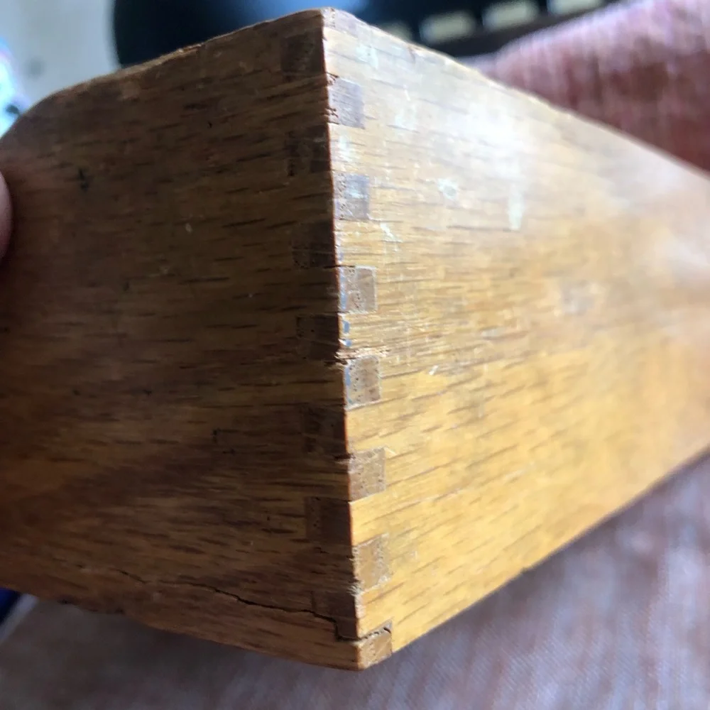 Wooden antique dovetail Globe Wernicke desktop paper inbox